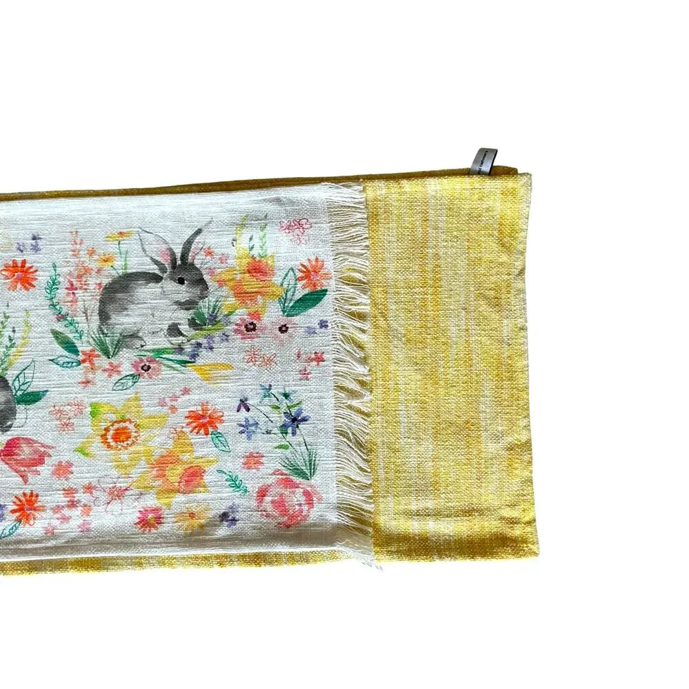 Cupcakes & Cashmere Spring Floral Easter Bunny Rabbit Double Table Runner NEW